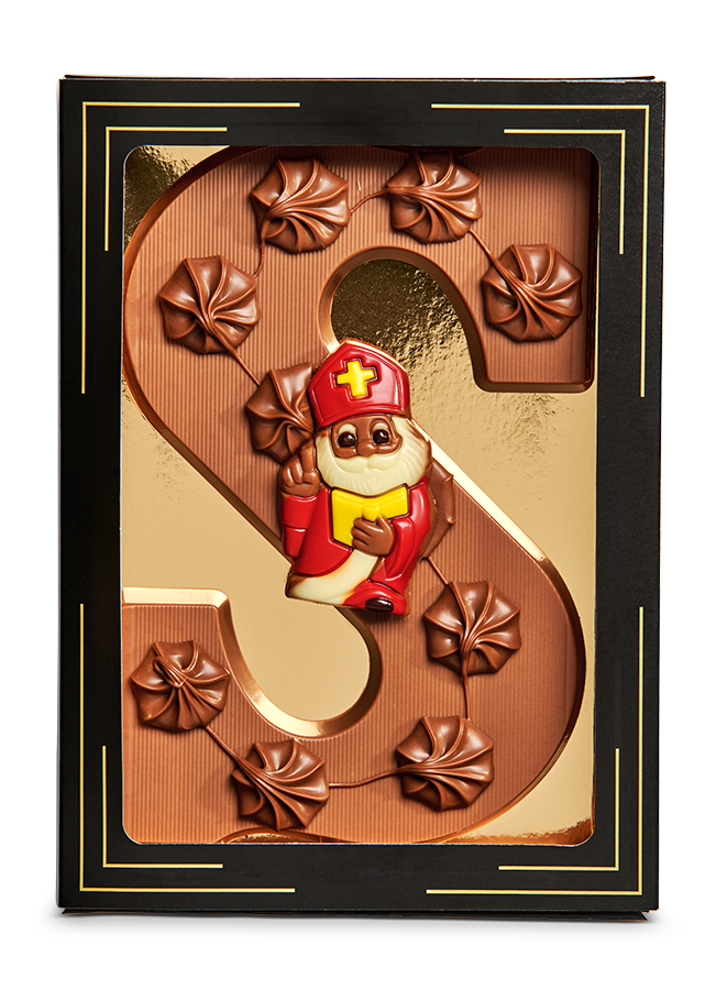Luxe chocoladeletter met sintje 200 gram